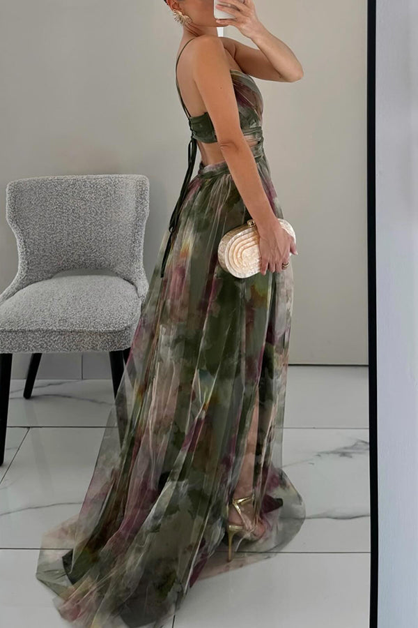 Silja | Damen Geblümtes Maxikleid | Verstellbar