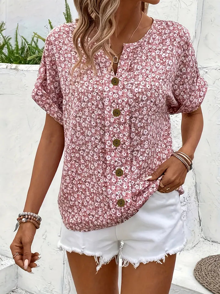 Jarla | Damen Kurzarm Bluse | Luftig Praktisch