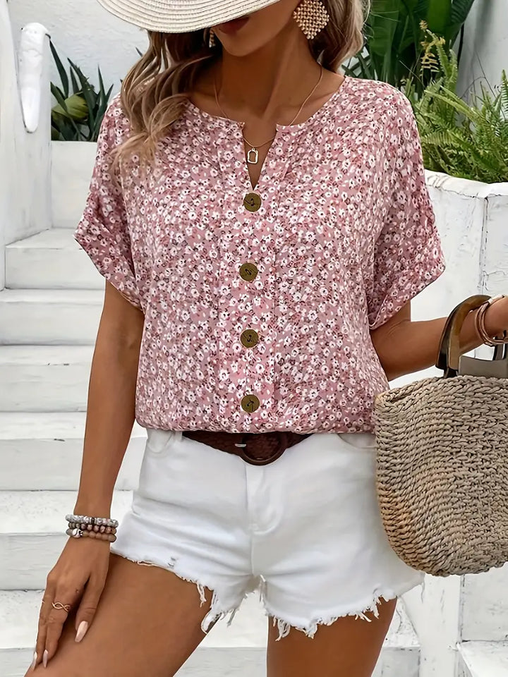 Jarla | Damen Kurzarm Bluse | Luftig Praktisch