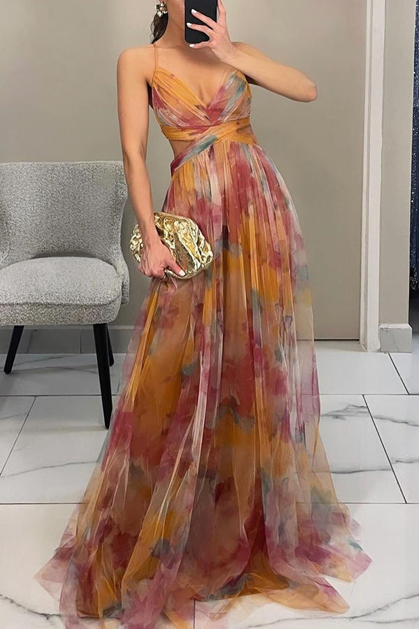 Silja | Damen Geblümtes Maxikleid | Verstellbar