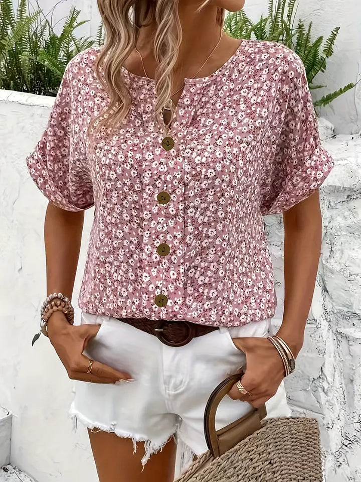 Jarla | Damen Kurzarm Bluse | Luftig Praktisch