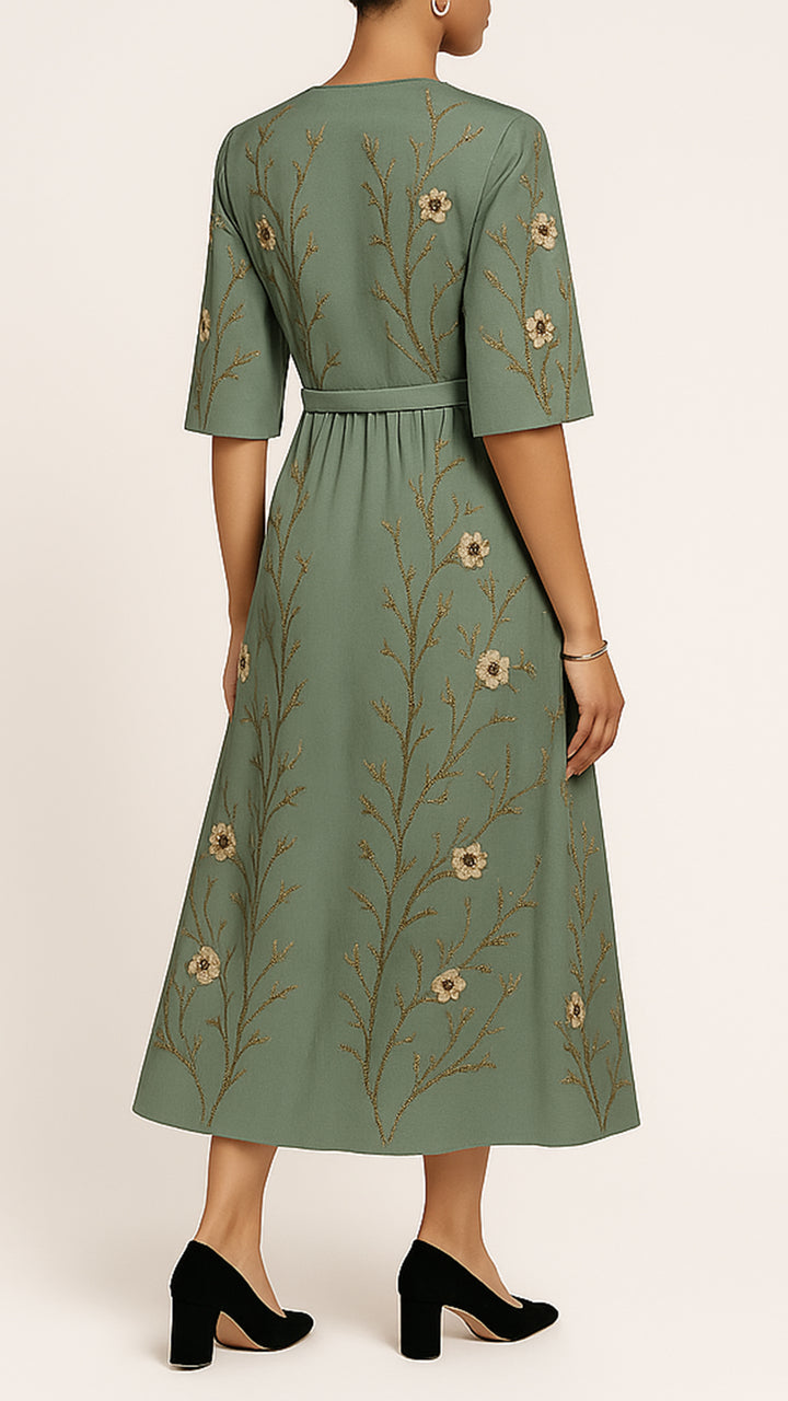 Ronia | Damen Wickelstil Maxikleid | Figurbetont Elegant
