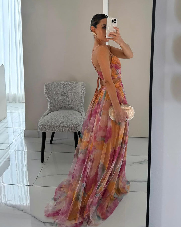Silja | Damen Geblümtes Maxikleid | Verstellbar