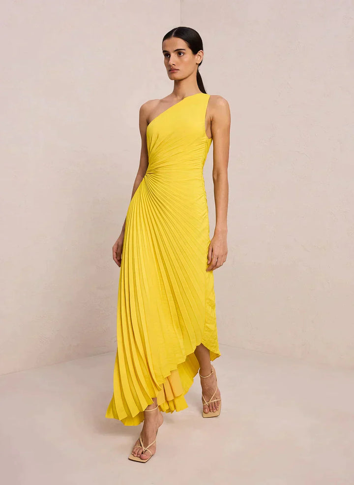 Zarita | Damen Asymmetrisches Midikleid | Falteneleganz