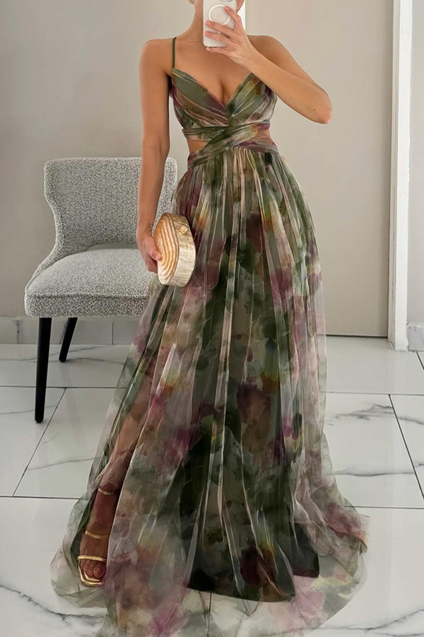 Silja | Damen Geblümtes Maxikleid | Verstellbar