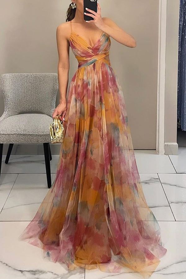 Silja | Damen Geblümtes Maxikleid | Verstellbar