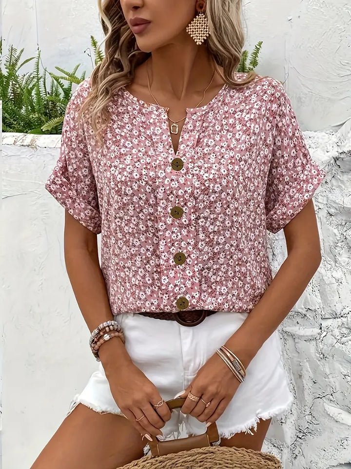 Jarla | Damen Kurzarm Bluse | Luftig Praktisch