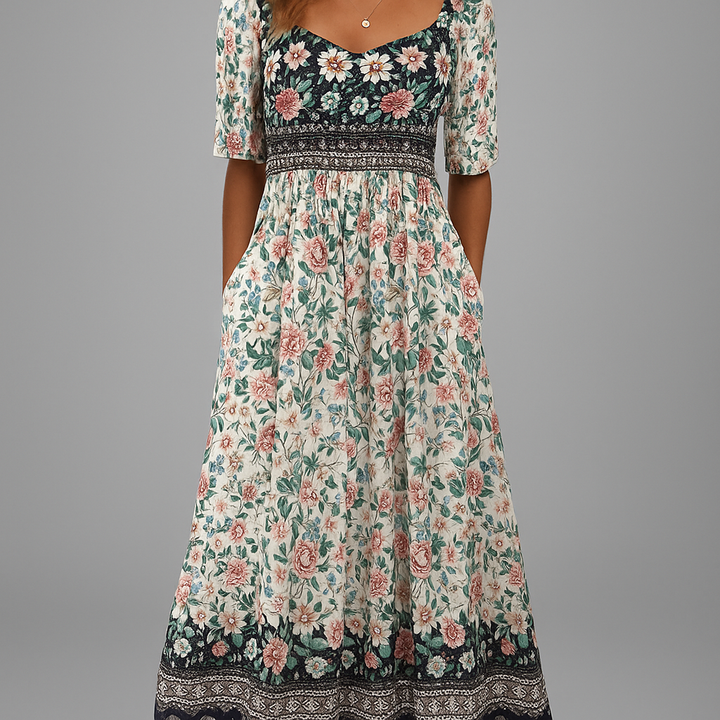 Maribella | Damen Geblümtes Stufenkleid | Boho-Charme