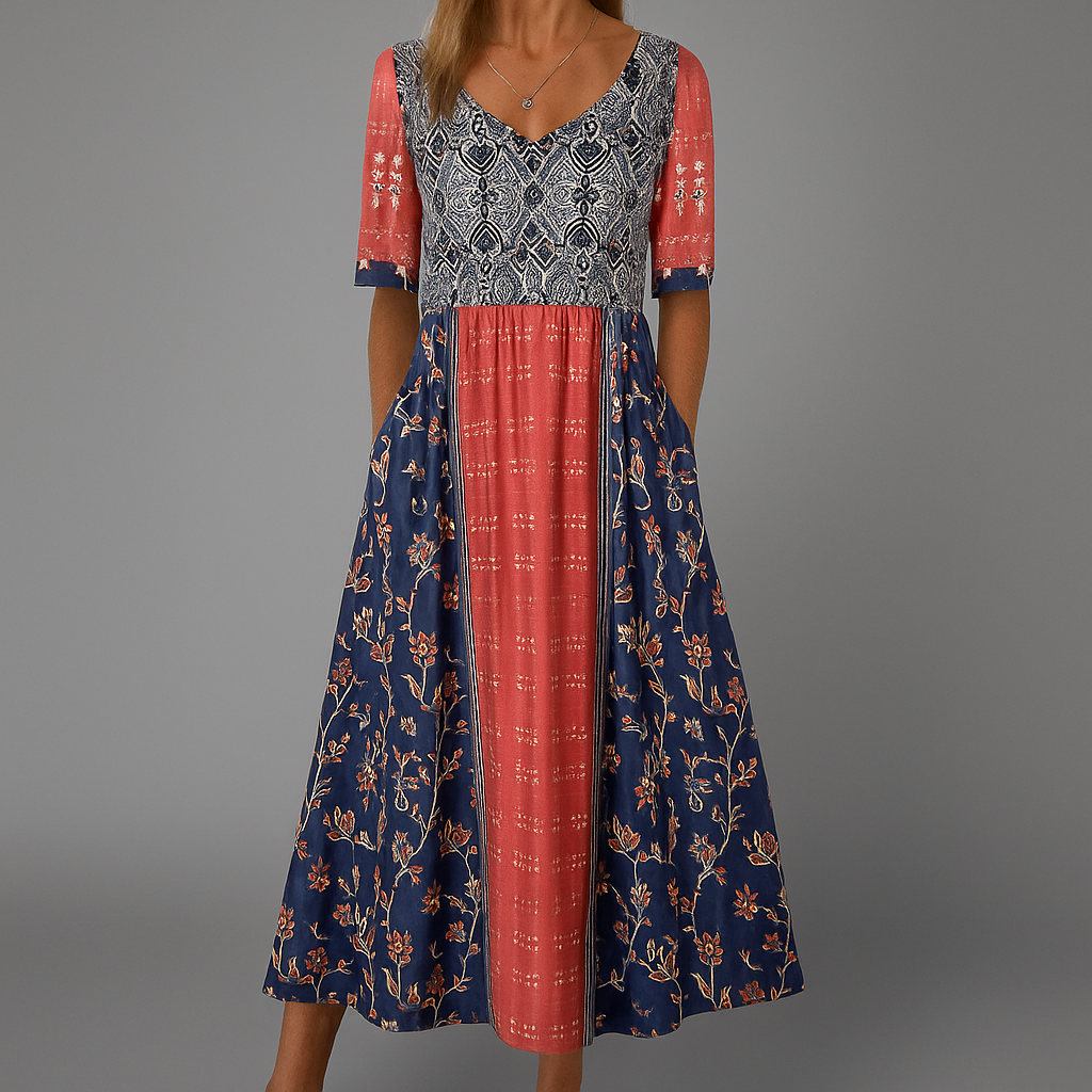 Maribella | Damen Geblümtes Stufenkleid | Boho-Charme