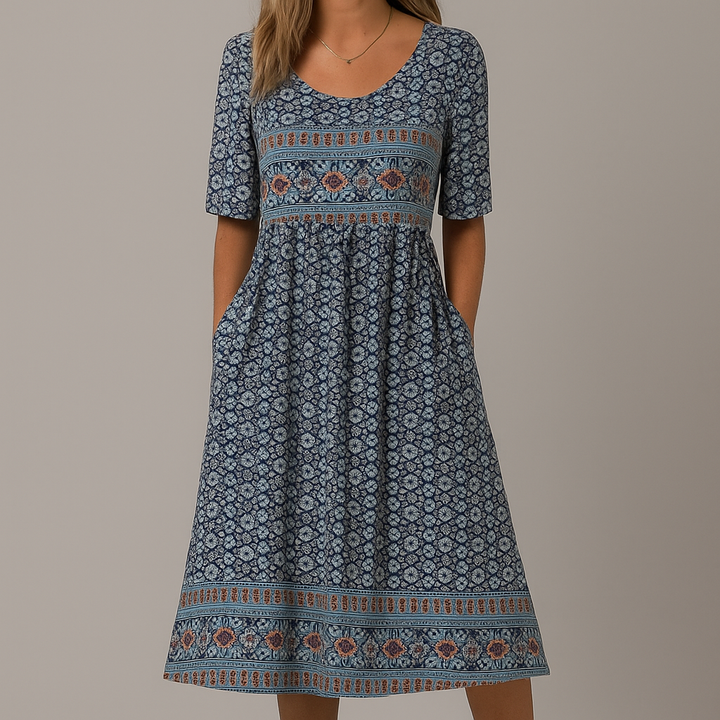 Maribella | Damen Geblümtes Stufenkleid | Boho-Charme