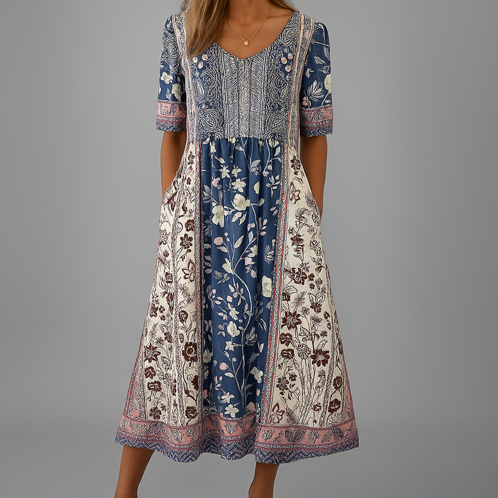 Maribella | Damen Geblümtes Stufenkleid | Boho-Charme