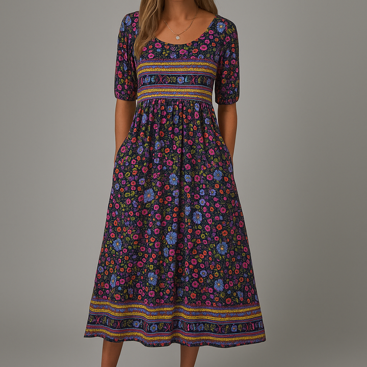 Maribella | Damen Geblümtes Stufenkleid | Boho-Charme