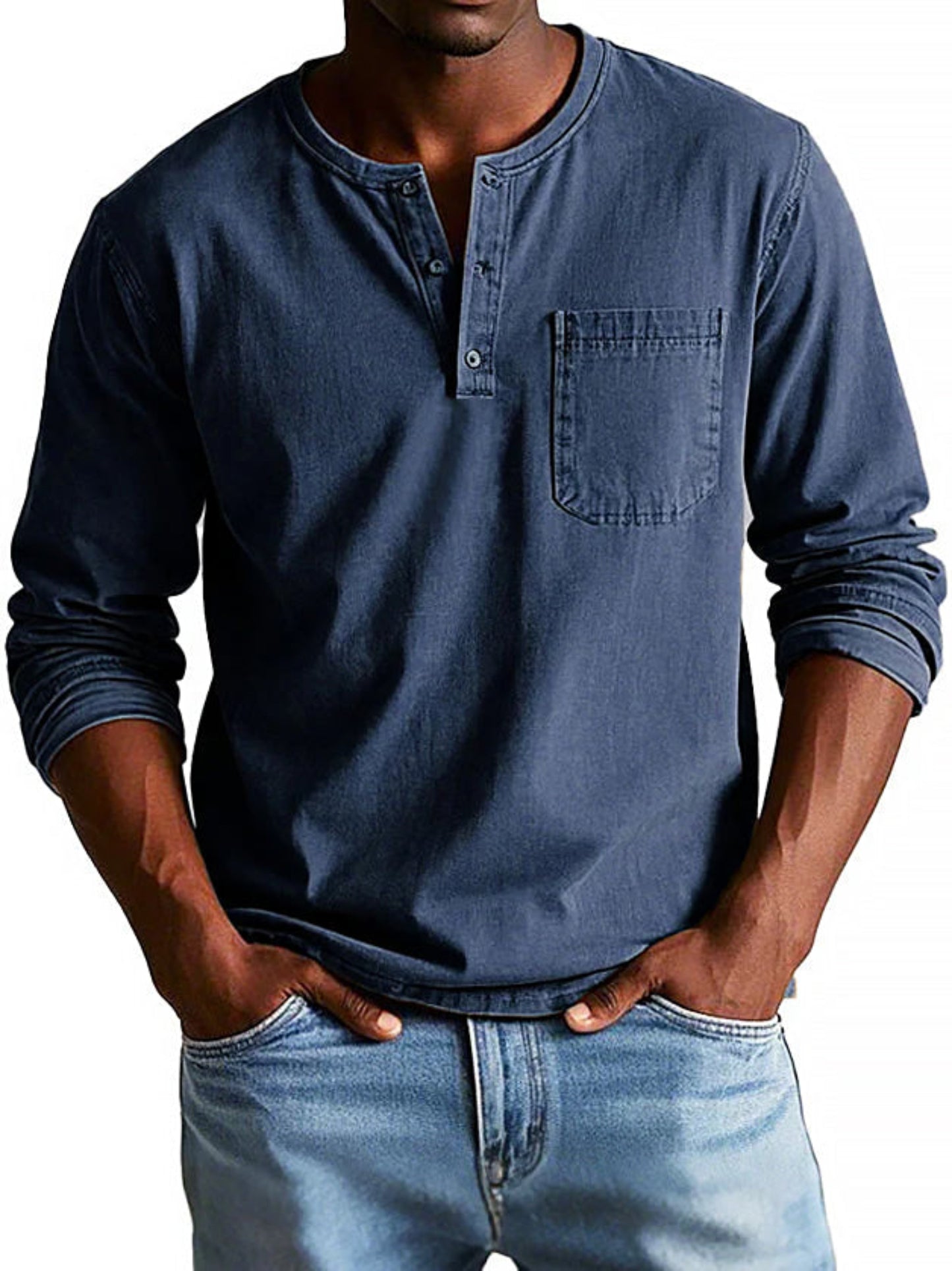 Herrenhemd mit langen Ärmeln, lässig oder formell, Button-Up