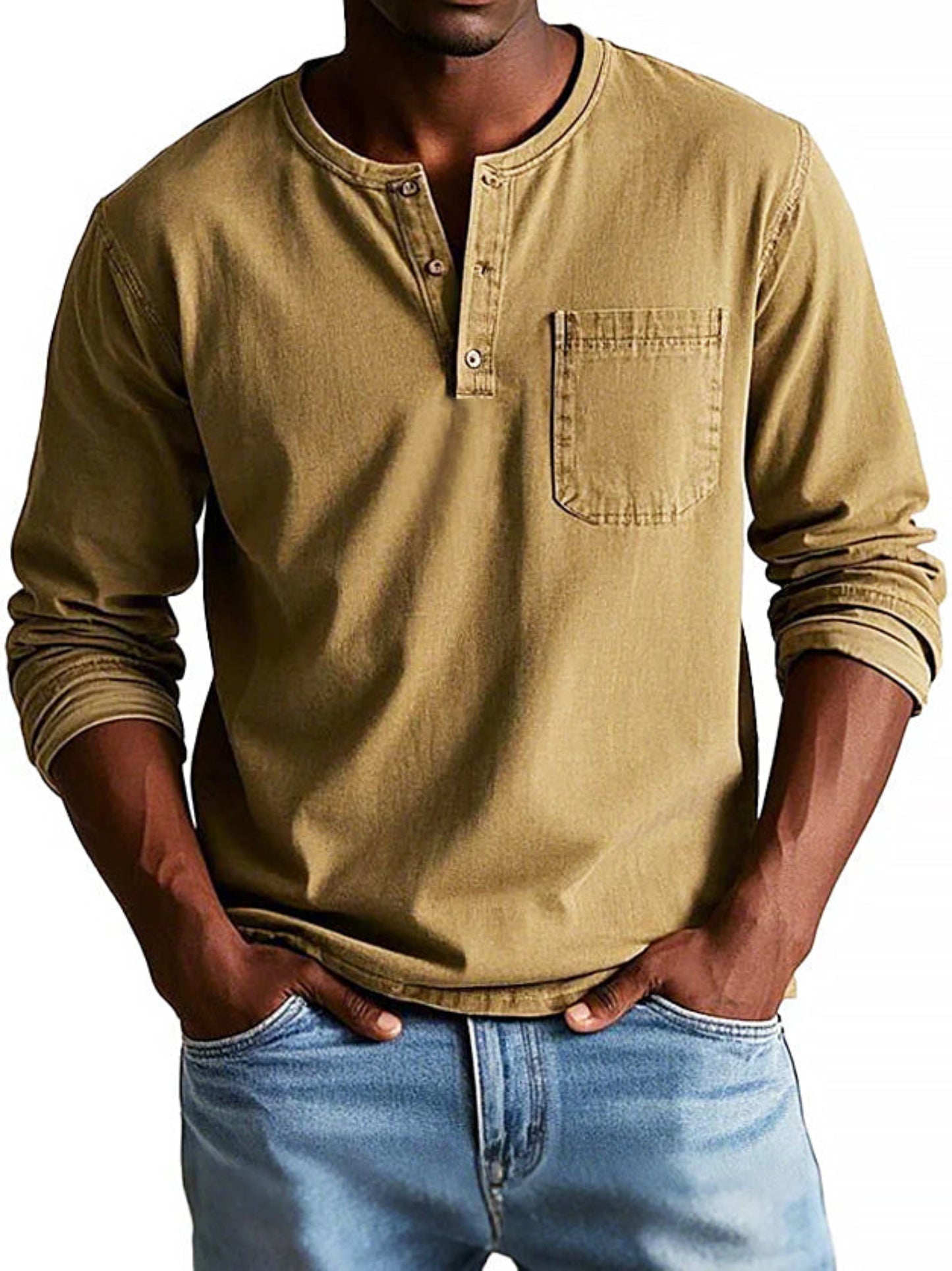 Herrenhemd mit langen Ärmeln, lässig oder formell, Button-Up
