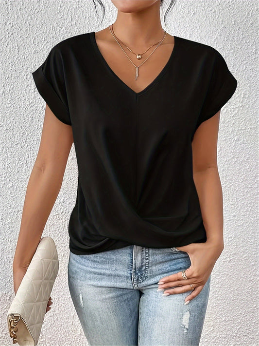 Kurzärmeliges T-Shirt mit V-Ausschnitt für Damen