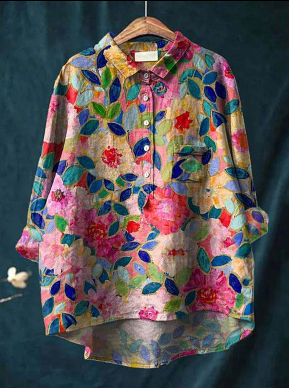 Lena | Damen Klassische Bluse | Blumenprint