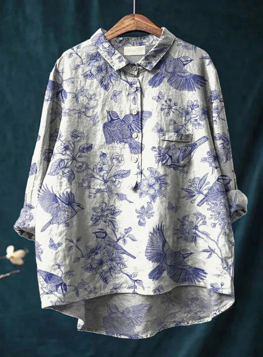 Lena | Damen Klassische Bluse | Blumenprint