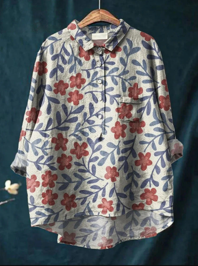 Lena | Damen Klassische Bluse | Blumenprint