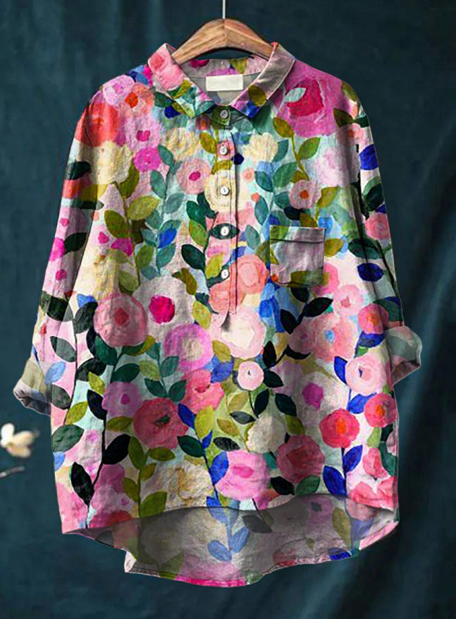 Lena | Damen Klassische Bluse | Blumenprint