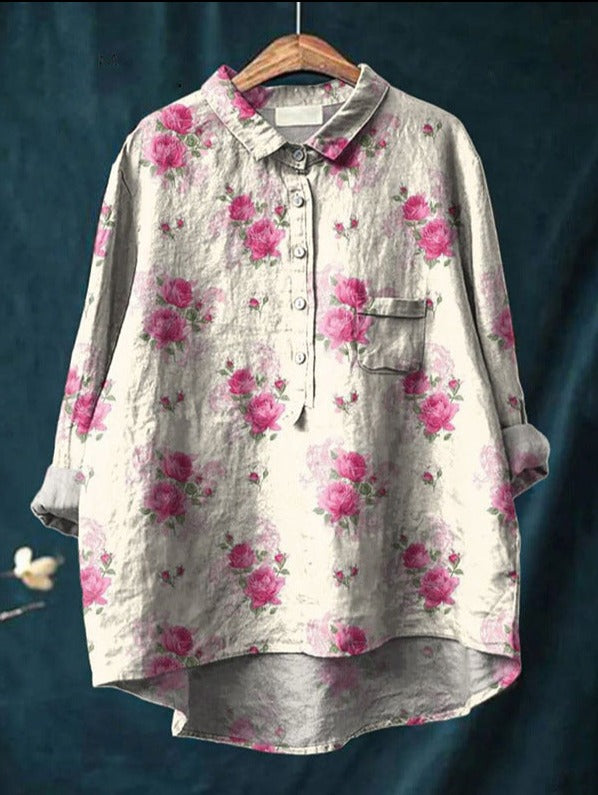 Lena | Damen Klassische Bluse | Blumenprint