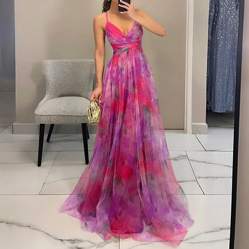 Silja | Damen Geblümtes Maxikleid | Verstellbar