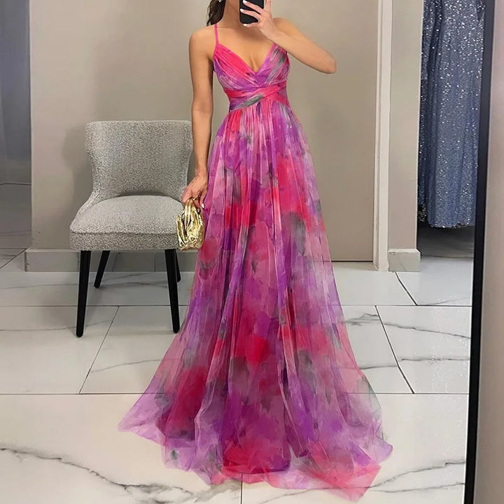 Silja | Damen Geblümtes Maxikleid | Verstellbar