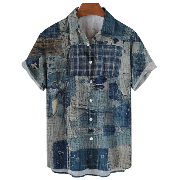 Joel | Herren Geometrisches Hemd | Patchwork Stil