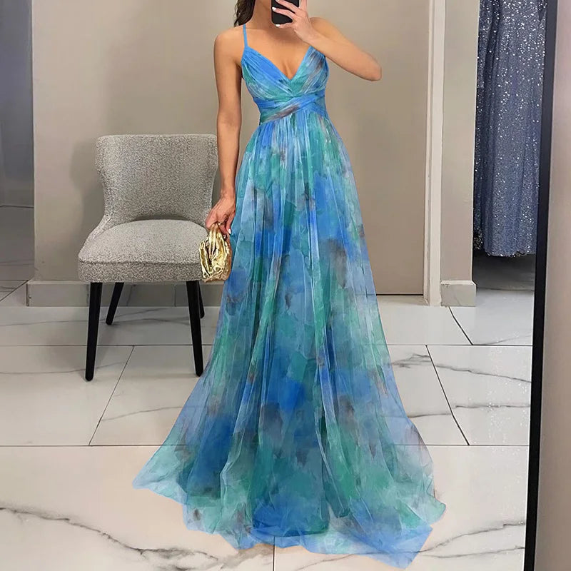 Silja | Damen Geblümtes Maxikleid | Verstellbar