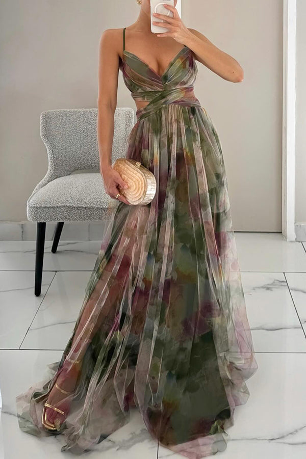 Silja | Damen Geblümtes Maxikleid | Verstellbar