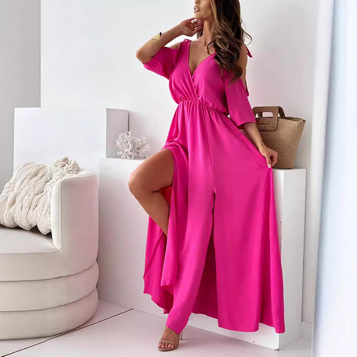 Carla V-Ausschnitt Kleid | Damen Elegantes Kleid | Seitenschlitz