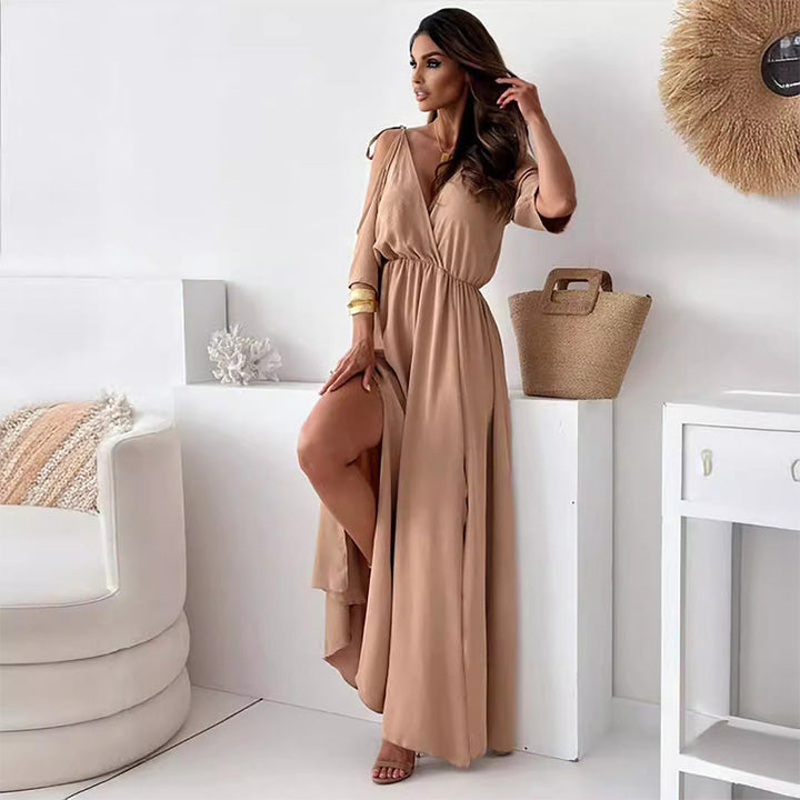 Carla V-Ausschnitt Kleid | Damen Elegantes Kleid | Seitenschlitz